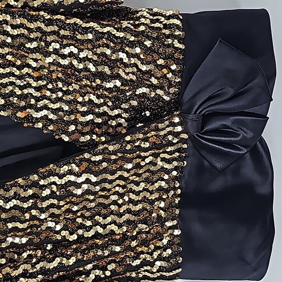 Barbara Chodos for Michael Marcella Gold Sequined+Black Taffeta Evening Jacket - Picture 7 of 17